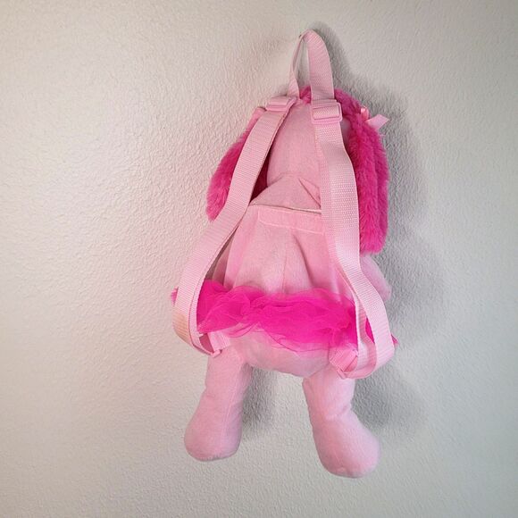 Pink Poodle Plush Animal Backpack Ballerina Tutu Dog Soft Adjustable Straps - Picture 4 of 14